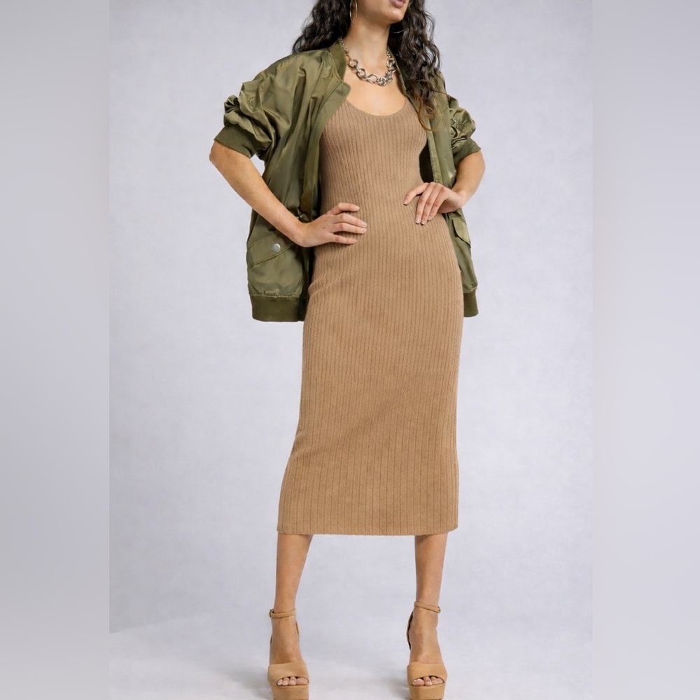 Open Edit Ribbed Midi Knit Stretchy Sweater Tank Dress Women’s Size XL Nordstrom